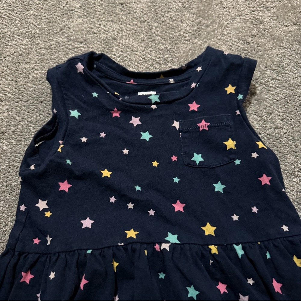GAP kids navy‎ blue sleeveless dress with multicolored stars all over size 5 - Picture 4 of 6